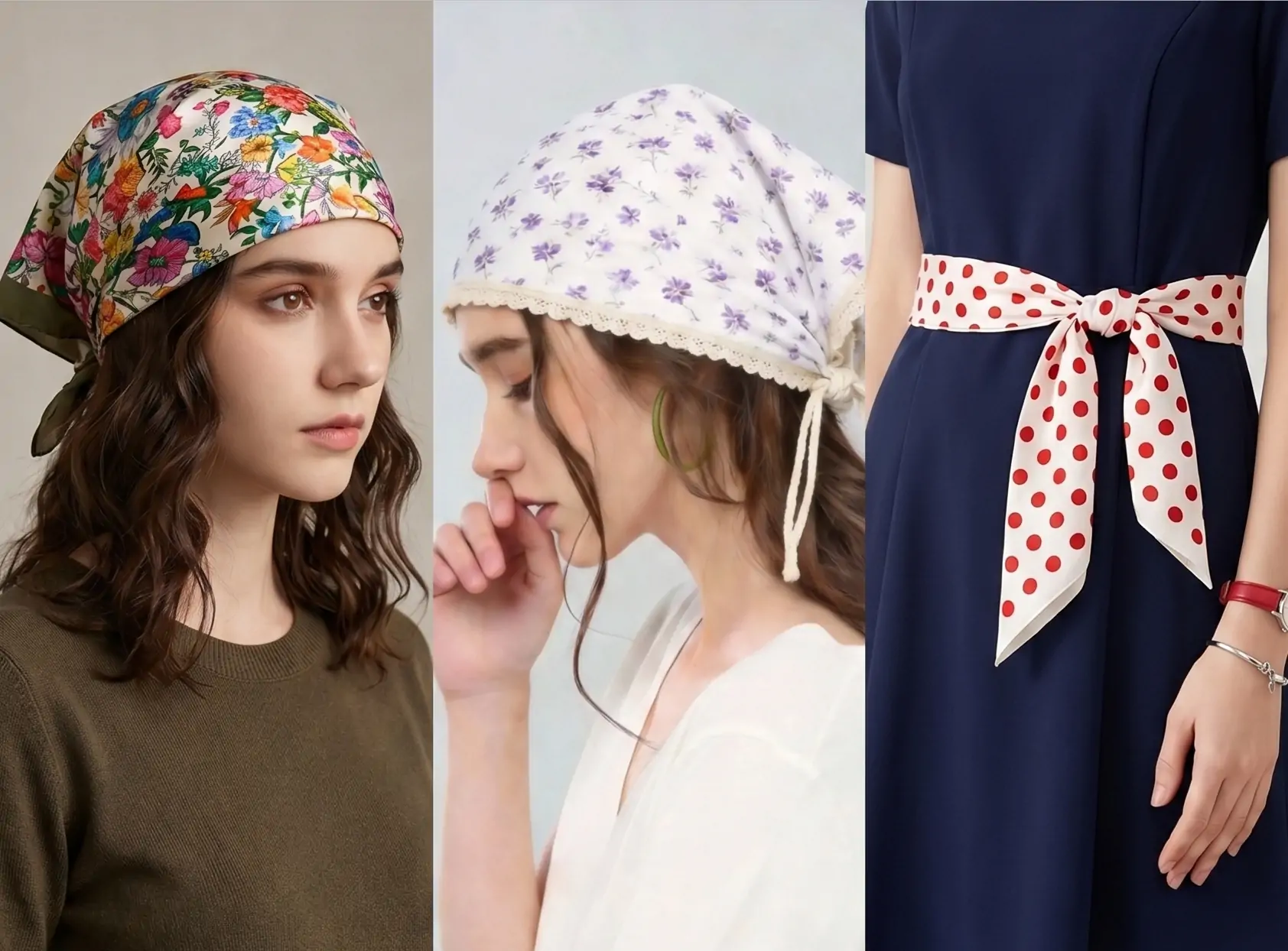 Floral polka dot headscarf accessories